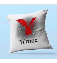 Kişiye Özel Y Harfi Temalı Karakter Tasarım Saten Kare Yastık (Beyaz)