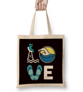 Love Swimming Swimmer Swim Athlete Water Sports Instructor Bez Çanta Uzun Saplı