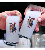 Kahraman Aşıklar Karikatürlü İkili Rakı Bardağı Seti