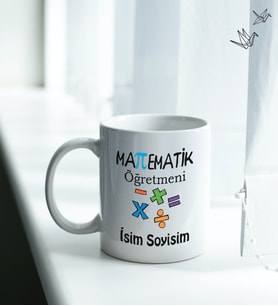 Matematik Öğretmeni Temalı Kişiye Özel İsim ve Fotoğraf Baskılı Kupa Bardak No:001