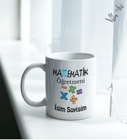 Matematik Öğretmeni Temalı Kişiye Özel İsim ve Fotoğraf Baskılı Kupa Bardak No:001