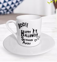 BK Gift Kişiye Özel Happy Halloween Tasarımlı Türk Kahvesi Fincanı-2