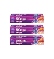 10'lu Çift Kilitli Buzdolabı Poşeti Büyük Boy 26 x 28 cm Üçlü Paket