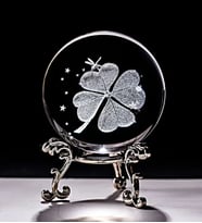 3D oyma kristal top Paperweight standı ile şifa meditasyon cam küre Yonca Model