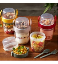 Dev Boy 4 'lü Set Meyveli Yoğurt Kabı - Yemek Saklama Ve Müsli Kabı - 1100 ML 