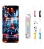 General Mobile GM 21 Pro GM 22 Pro Plus Kılıf Kablo Koruma Spiral Silikon Neon Cars 1724