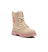 TRENDYSHOSE -1575 Kız Çocuk İçi Polarlı Soğuk Geirmez Bot (Bej - Pembe)