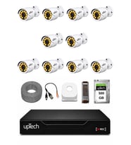 UPTECH Full HD 10 Kameralı Gece Renkli Görüş Su Geçirmez Güvenlik Kamera Seti 1 TB HDD 2239