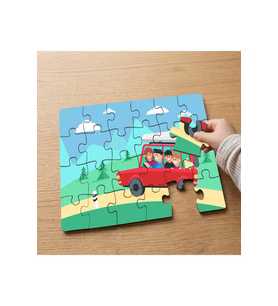 Arabada Gezen Çocuklar Tasarımlı 24 Parça Ahşap Çocuk Puzzle MPK0096