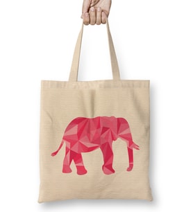 Geometric Animal Pink Elephant Bez Çanta Uzun Saplı
