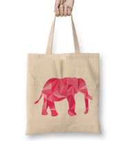 Geometric Animal Pink Elephant Bez Çanta Uzun Saplı