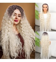 Açık Kumral Platin Ombreli Fiber Sentetik Tül Peruk