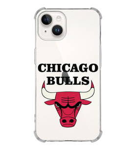 Apple iPhone 14 Uyumlu Köşe Korumalı Antişok Kapak Chicago Bulls Tasarımlı Şeffaf  Kılıf