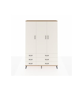 Arges Gardrop 5 Raflı 6 Çekmeceli Tek Askılı 132x30x195 Çam-Aytaşı