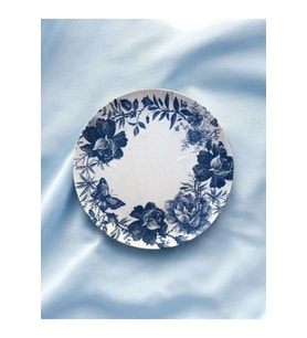 Blue Blanc Çiçek Desenli Duvar Tabağı Dekoratif Bahçe Balkon Mutfak Salon Duvar Süsü No:188