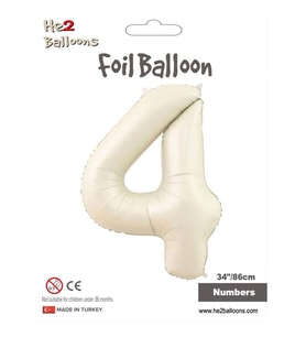 4 Rakam Krem Folyo Balon 34"