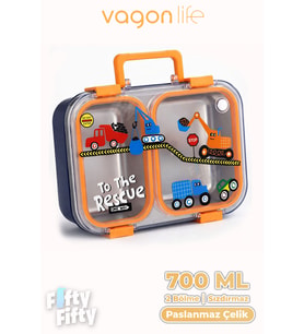 700 ML İki Bölme Paslanmaz Çelik Bento Lunch Box Yeni Nesil  Sefer Tası Metal Kaşık Hediyeli FF7155