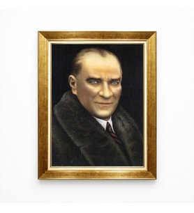 Tablore Atatürk Klasik Kürk Yakalı Portre Tablo - Lüks Ofis ve Salon Dekorasyonu