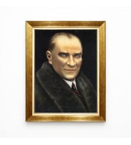 Tablore Atatürk Klasik Kürk Yakalı Portre Tablo - Lüks Ofis ve Salon Dekorasyonu