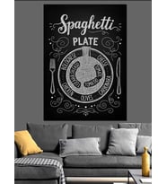Spagetti Tabağı Yemek Sanatı Dekoratif Kanvas - Mdf Ahşap Tablo