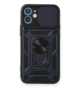 Newface Apple iPhone 12 Kılıf Pars Lens Yüzüklü Silikon - Lacivert
