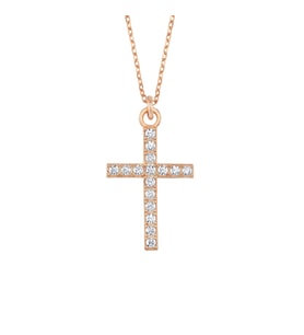 Rose Gümüş Taşlı Cross Kolye