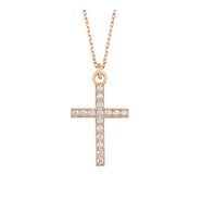 Rose Gümüş Taşlı Cross Kolye