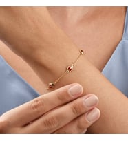 14 Ayar Altın Kaplama Minimal Mineli Uğur Böceği  Gümüş Bileklik - BE00102