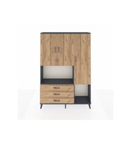 Arges Gardrop 6 Raflı 3 Çekmeceli 3 Kapaklı 132x30x195 Antrasit-Çam