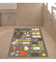 Kitchen Desenli Baharat Desen Dijital Baskılı Kaymaz Taban Yıkanabilir Leke Tutmaz Mutfak Halısı (Çok Renkli)