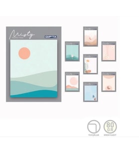 GIPTA MISTY MEMO PAD 12x16 BLOKNOT DEFTER 80 YP. ÇİZGİSİZ (DÜZ)