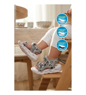 Cool Sage B Gri Cırtlı Işıklı Erkek Çocuk Sandalet