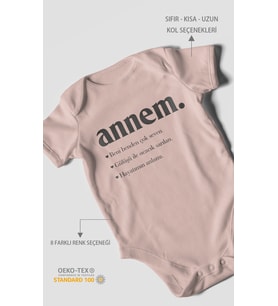 Annem Baskılı Bebek Zıbını – Çıtçıtlı Body 8 Renk  %100 Pamuk Kısa Kol