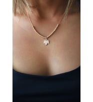 Bella Gloria Dorika Toplu Çınat Yaprağı Roz Gümüş Kolye (TGK0389)