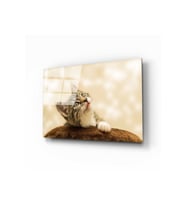 Miyrem Glasses Collection -A1^#  Kedi 3 Cam Tablo (Çok Renkli)