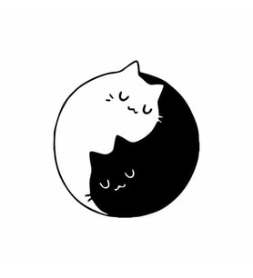 Kediler Ying Yang Araba Sticker siyah 15x15 CM (Siyah)