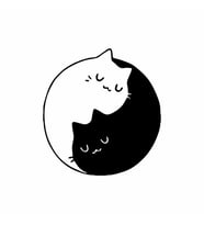 Kediler Ying Yang Araba Sticker siyah 15x15 CM (Siyah)