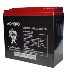 MONERO 12V-20 AMPER (DİK) YENİ TARİHLİ E-BIKE ELEKTRİKLİ BİSİKLET AKÜ EBATLAR:180*78*170 mm