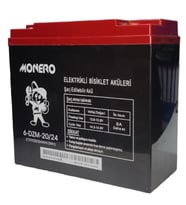 MONERO 12V-20 AMPER (DİK) YENİ TARİHLİ E-BIKE ELEKTRİKLİ BİSİKLET AKÜ EBATLAR:180*78*170 mm