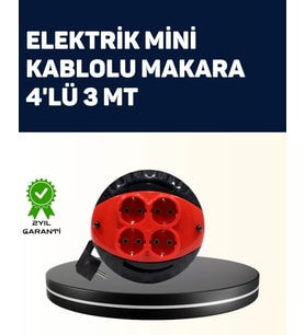 Ev Ve Ofis İçin 3 Metre Kablolu 4 Priz Makarası
