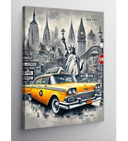 Kanvas Tablo New York Taksi Ve Şehir Sokakları