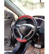 HONDA CIVIC TÜM SERİ İÇİM KIRMIZI  - SİYAH DERİ ARAÇ  DİREKSİYON KILIFI