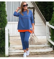 Kadın Kapüşonlu Etek Ucu Detay İki İplik Kumaş İkili Takım (Renk Seçenekli)