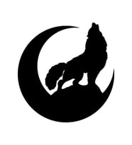 Miyrem Sticker Serisi Hilal İçinde Bozkurt Sticker (Siyah)