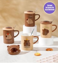 Brown Capybara Temalı Seramik Kupa (Akçaağaç)