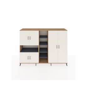 Hyperion Dolap 13 Raflı 6 Kapaklı 220x44x163 Çam-Aytaşı/Antrasit