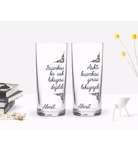 BK Gift Kişiye Özel Renkli Baskılı Gerisi Hikayeydi Tasarımlı İkili Rakı Bardağı Seti-1 (Beyaz)