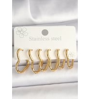 316L Çelik Gold Renk Kalp Model Kadın Küpe Seti - TJ-BKP10356