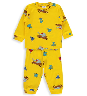 Civil Baby Arabalı ve Filli 6-18 Ay Pijama Takımı - Sarı