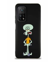 Xiaomi Mi 10T Soft Premier Kapak Squidward Dokunaç Tasarımlı Silikon Kılıf - Siyah (Şeffaf)